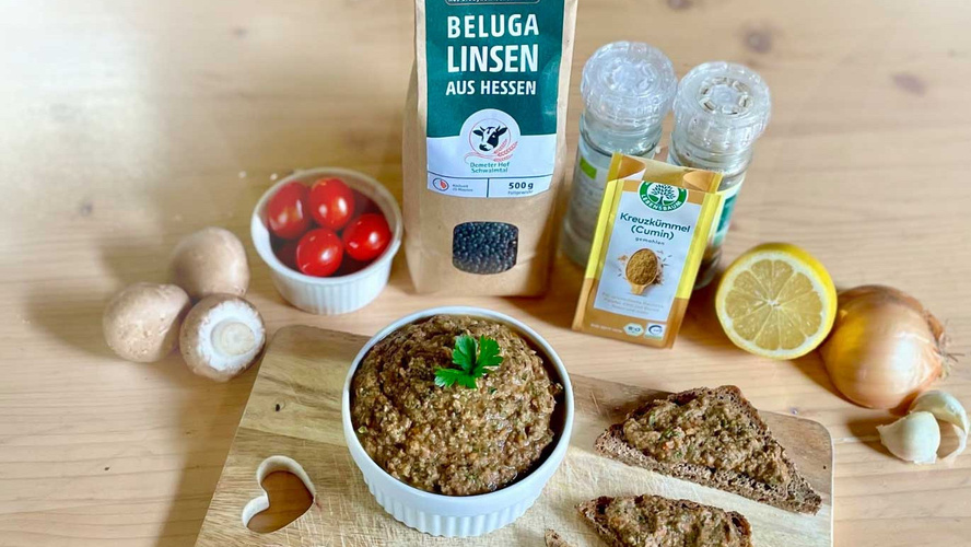 Rezeptbild für Linsencreme mit getrockneten Tomaten und Champignons