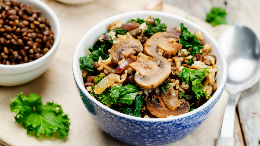 Rezeptbild für Grüne Reispfanne mit Linsen