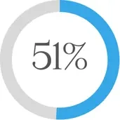 KI generiert: Ein blauer Kreisdiagramm zeigt 51%.