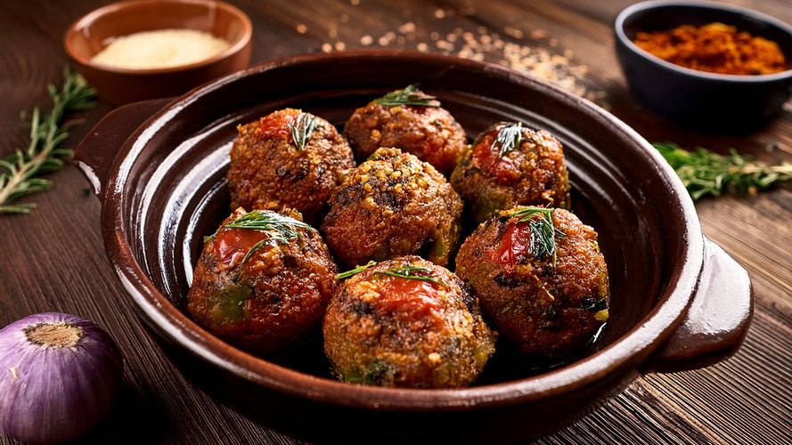 Rezeptbild für Pikante Auberginenbällchen