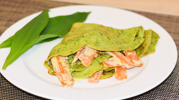 Rezeptbild für Bärlauch-Crêpe mit Möhrenfüllung