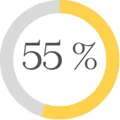 KI generiert: Kreisdiagramm mit gelbem Segment zeigt 55 %.
