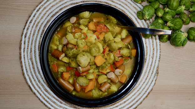 Rezeptbild für Kürbis-Rosenkohl-Eintopf