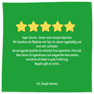 KI generiert: Fünf Sterne Bewertungstext: "Super Service, immer einen Ansprechpartner..." von A.N. (Google-Review).