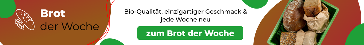 KI generiert: Brotkörbe mit Text: "Brot der Woche. Bio-Qualität, einzigartiger Geschmack & jede Woche neu. zum Brot der Woche".
