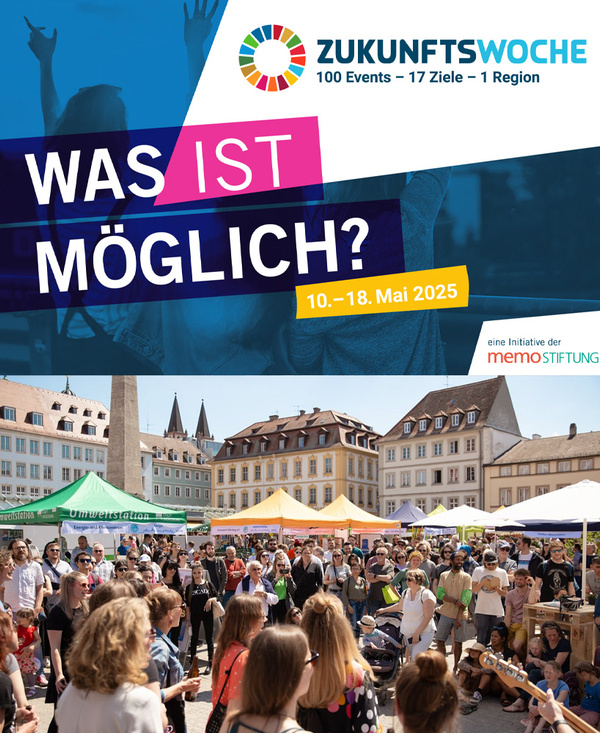 KI generiert: Das Bild zeigt drei Personen, die neben einem Holzzaun stehen und in die Kamera lächeln. Im Vordergrund steht der Schriftzug "DANKE!" auf einem grünen Hintergrund mit Grafiken von Gemüse.