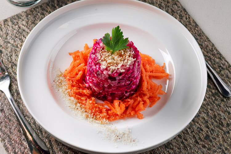 Rezeptbild für Rote-Bete-Reis auf Möhren-Gemüse