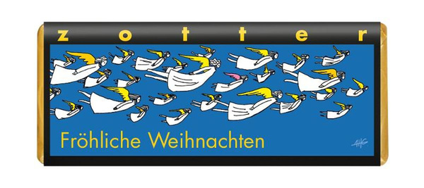 Produktfoto zu Zotter "Fröhliche Weihnachten" - Gewürzmarzipan auf Zimtnougat