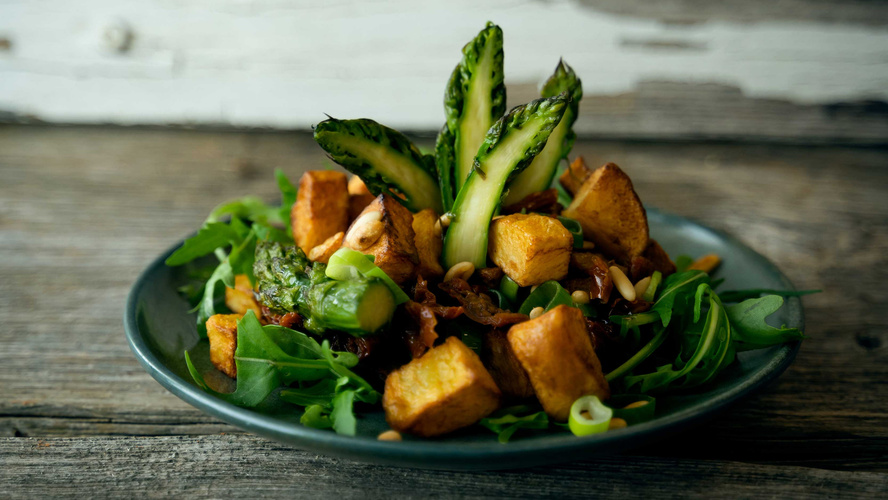 Rezeptbild für Bratkartoffeln mit grünem Spargel